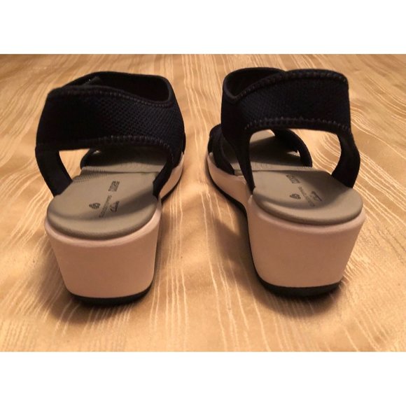 Cloudstepper by Clarks Step Cali Skye Wedge Sandals Womens Size 7M Navy Blue - Picture 6 of 7